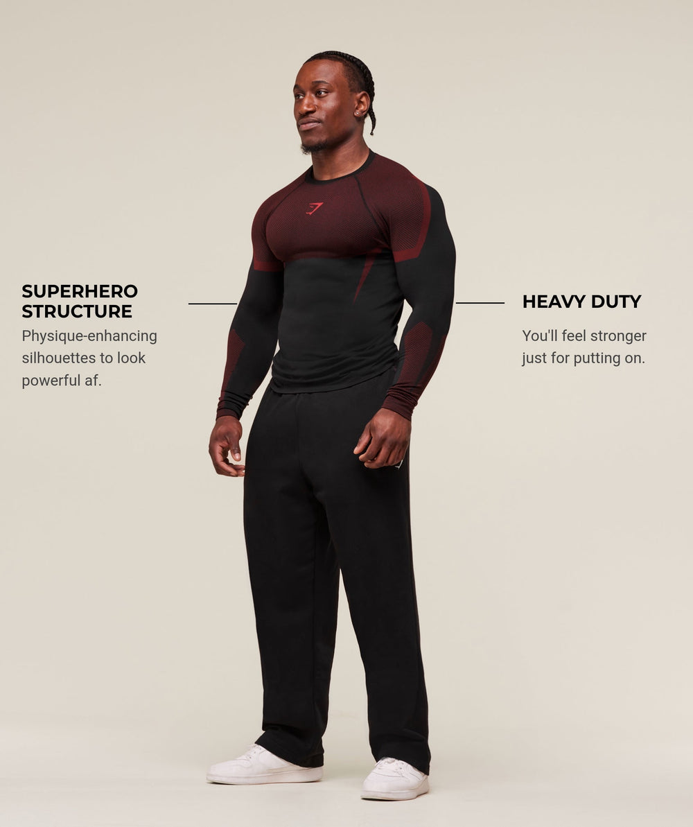Onyx 5.0 Seamless Long Sleeve T-Shirt Black/Carmine Red