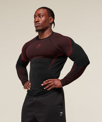 Onyx 5.0 Seamless Long Sleeve T-Shirt Black/Carmine Red