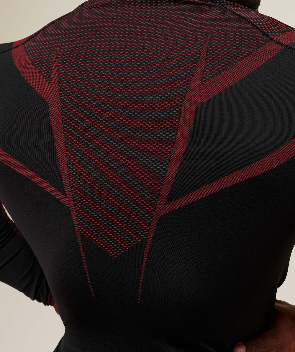 Onyx 5.0 Seamless Long Sleeve T-Shirt Black/Carmine Red