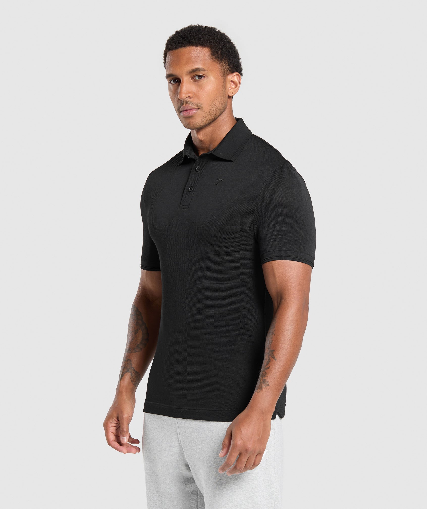Flat Knit Polo Shirt Black