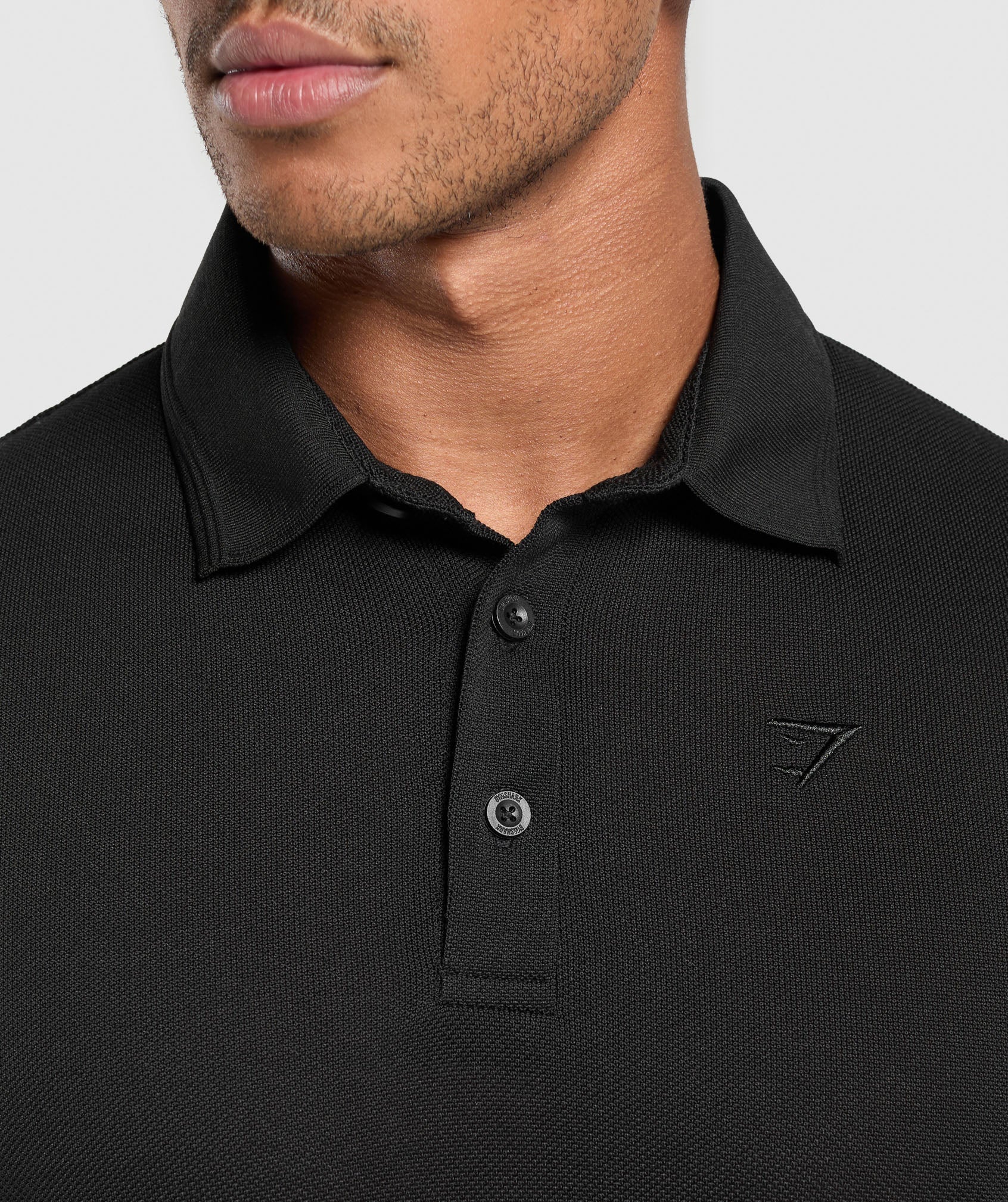 Flat Knit Polo Shirt Black