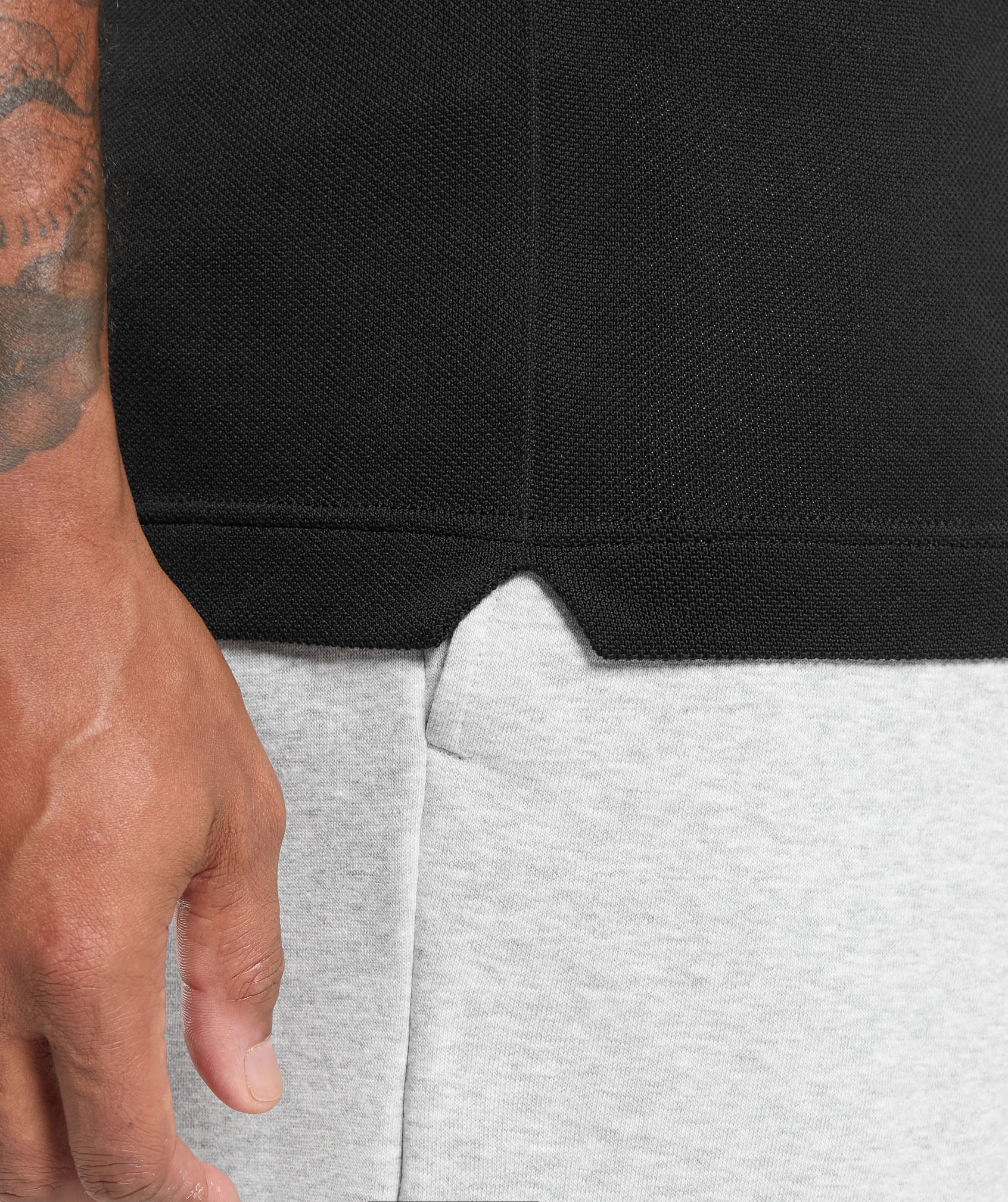 Flat Knit Polo Shirt Black