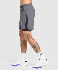 Sport 7" 2 in 1 Shorts Dark Grey/Black