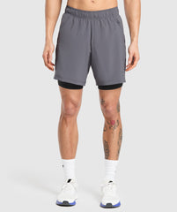Sport 7" 2 in 1 Shorts Dark Grey/Black