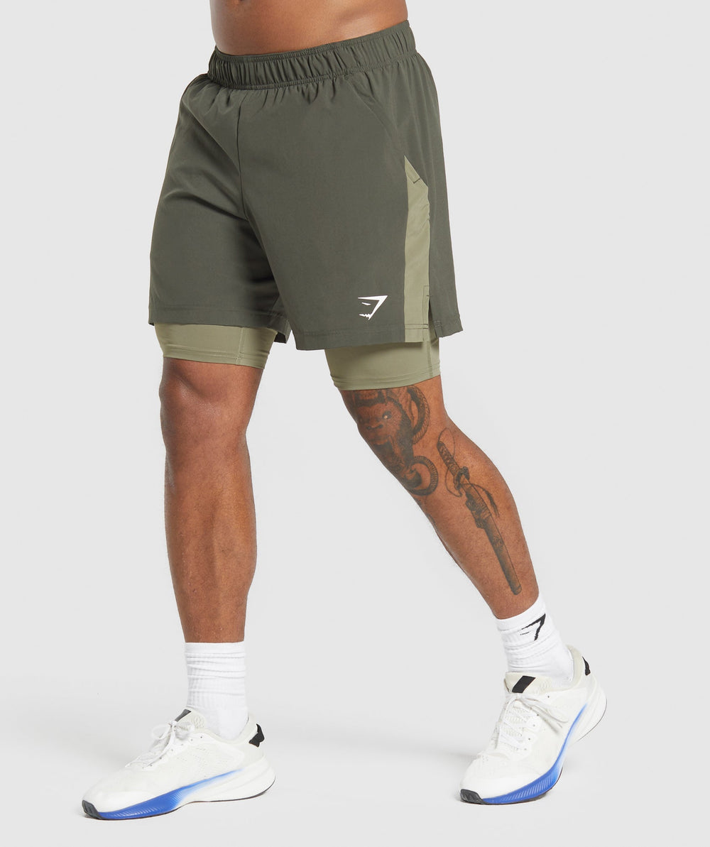 Sport 7" 2 in 1 Shorts Strength Green/Utility Green