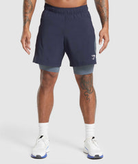 Sport 7" 2 in 1 Shorts Heavy Blue/Iron Blue