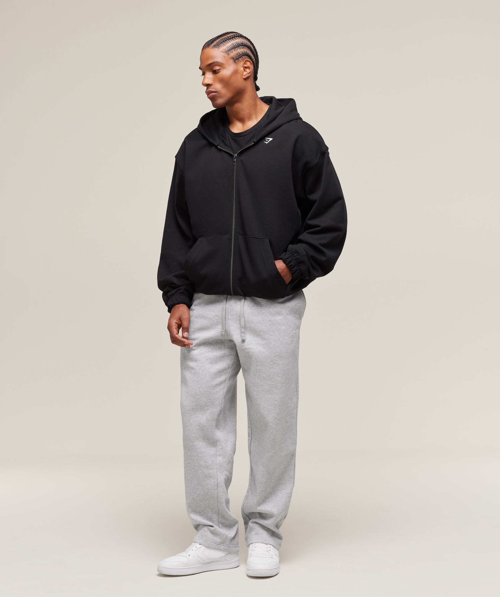 Crest Straight Leg Joggers Light Grey Marl