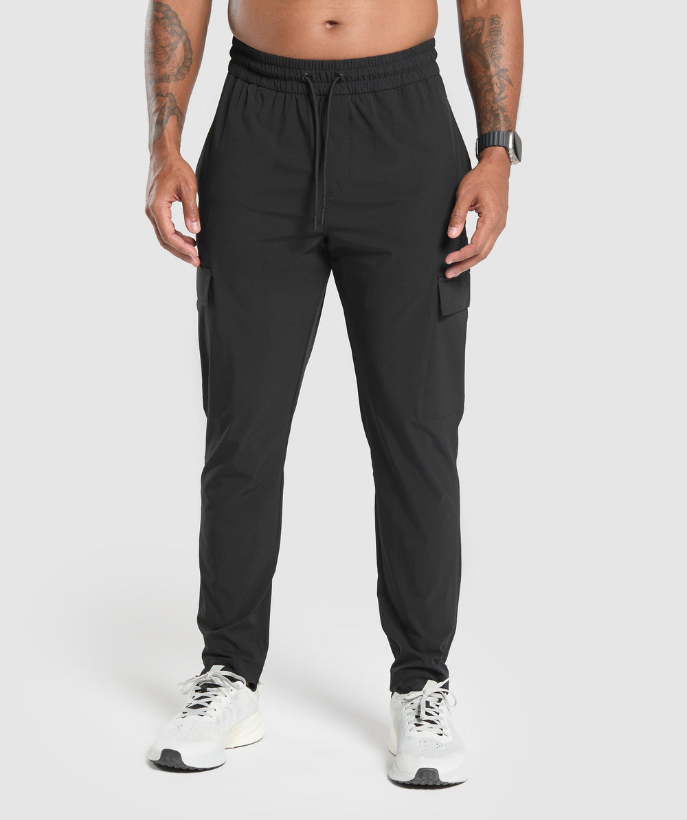 Stretch Woven Cargo Pants Black