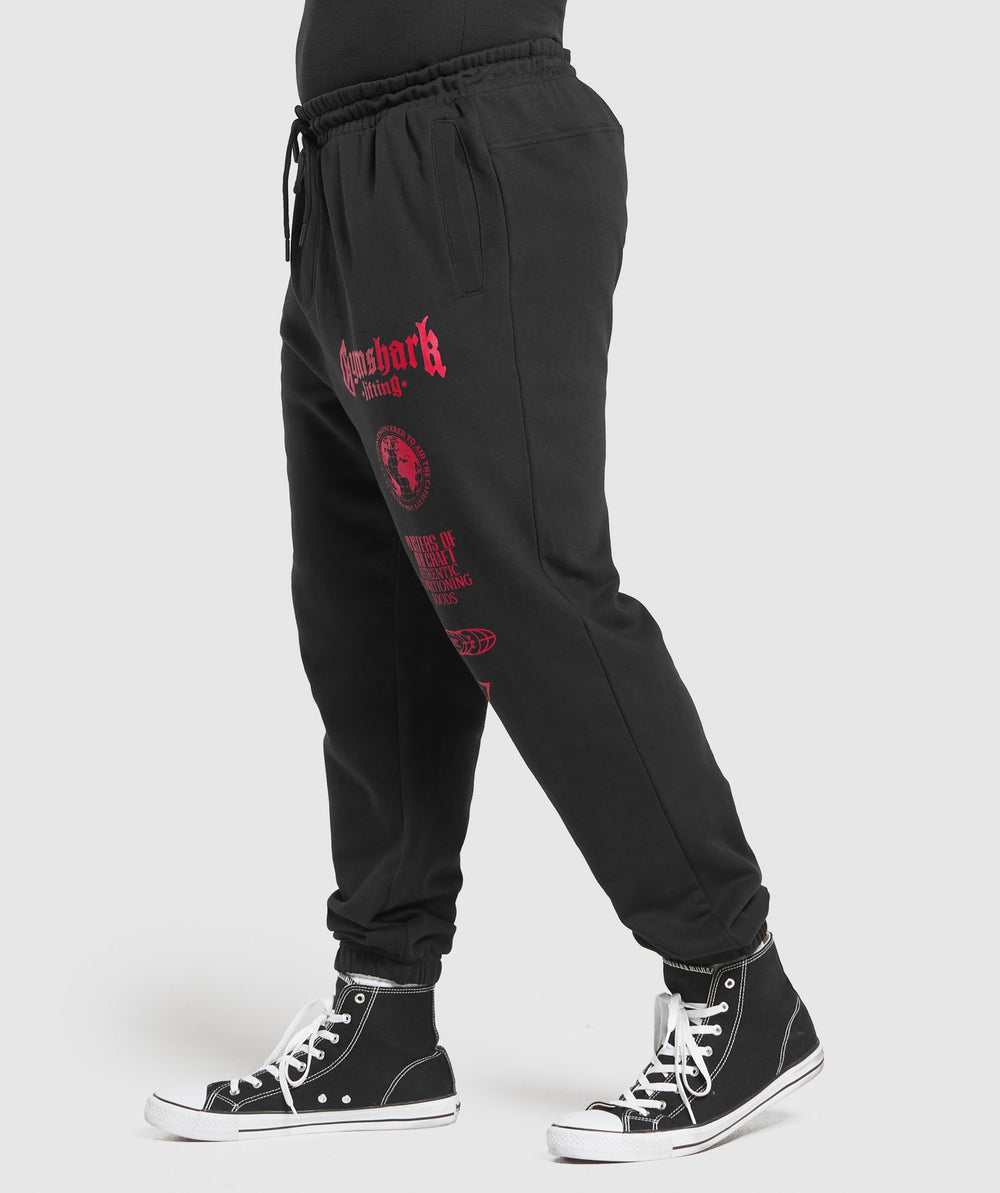 Global Lifting Oversized Essential Joggers Black/Conditioning Red