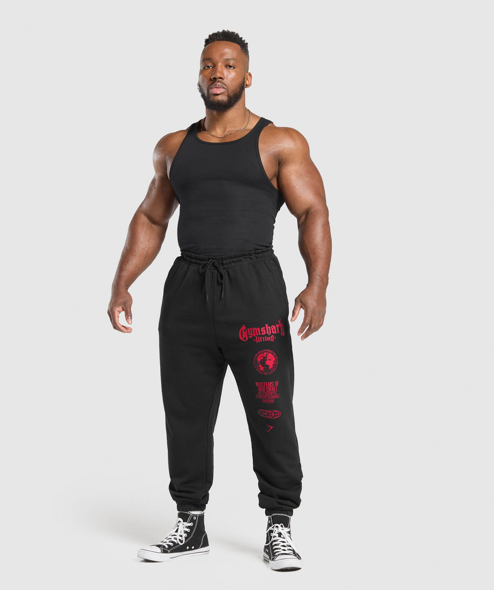 Global Lifting Oversized Essential Joggers Black/Conditioning Red