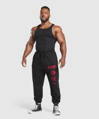 Global Lifting Oversized Essential Joggers Black/Conditioning Red