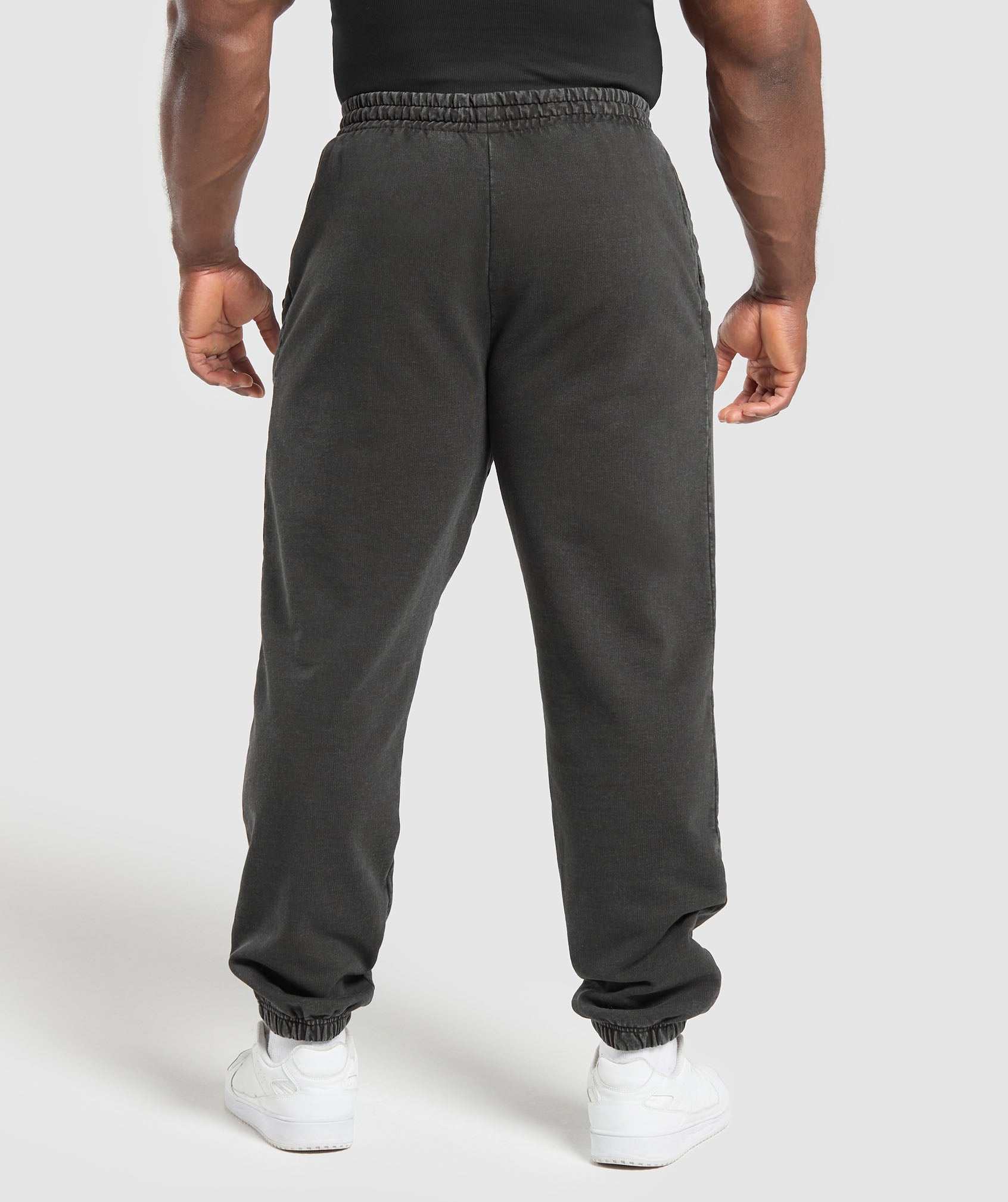Distressed Graphic Joggers Black Acid Wash