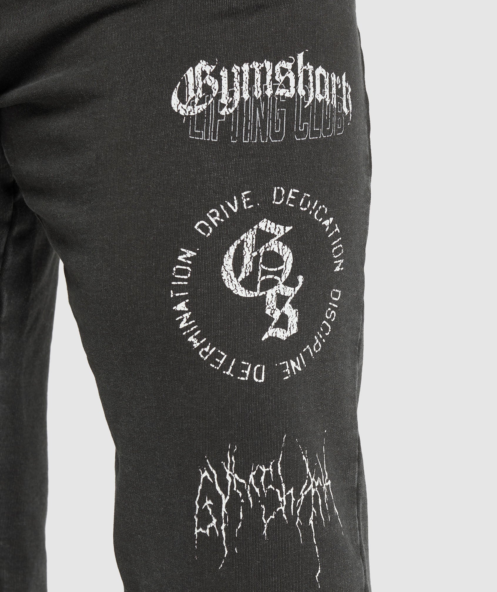 Distressed Graphic Joggers Black Acid Wash