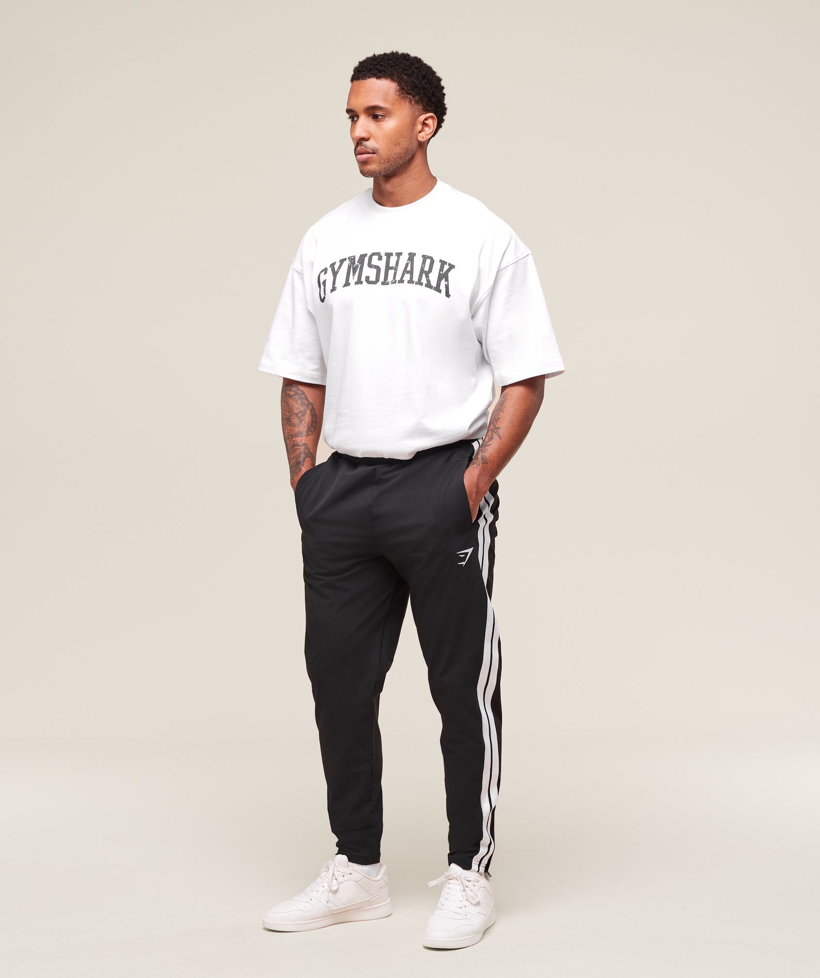 Retro Side Stripe Joggers Black