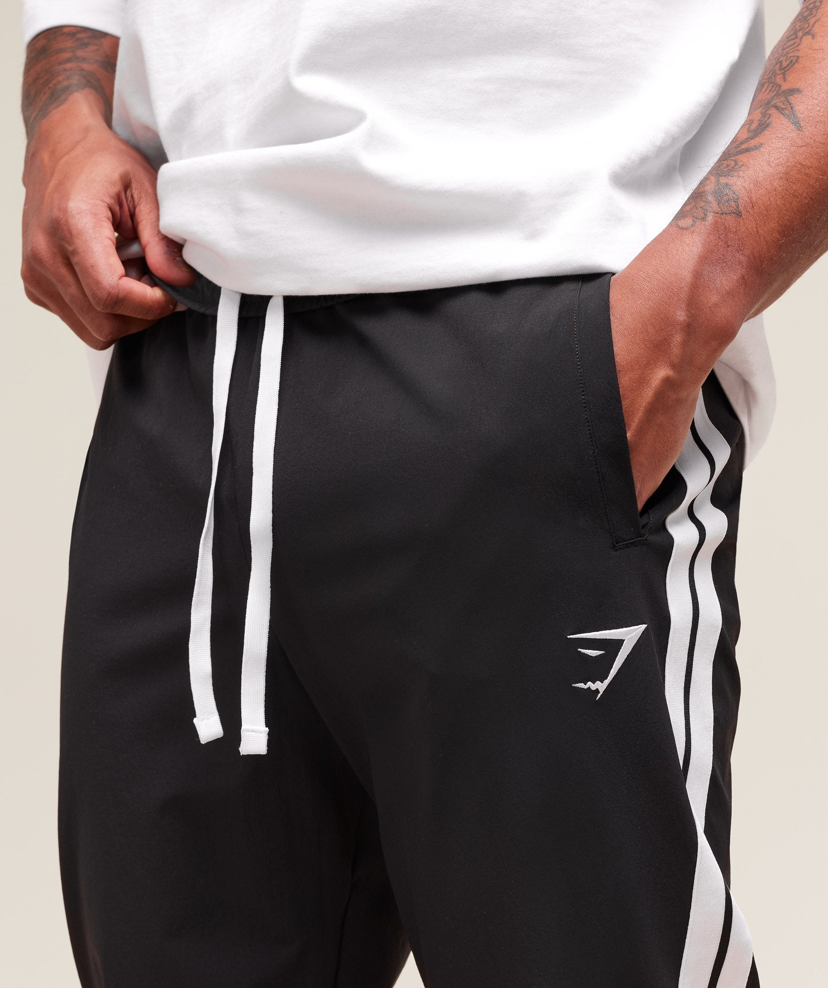 Retro Side Stripe Joggers Black