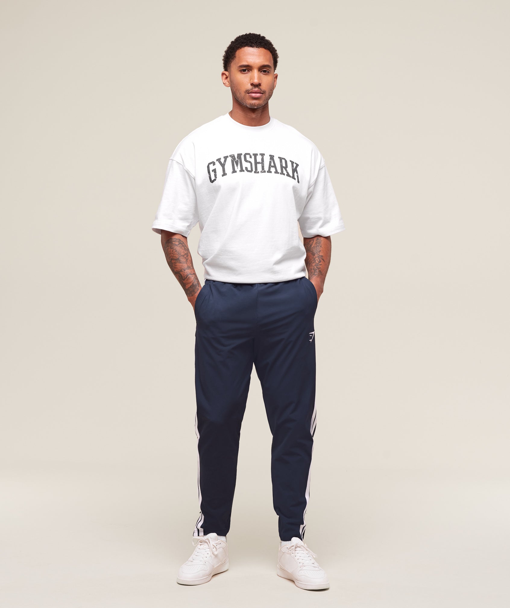 Retro Side Stripe Joggers Heavy Blue