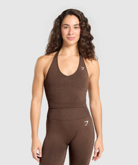 Vital Halter Neck Tank With Shelf Espresso Marl