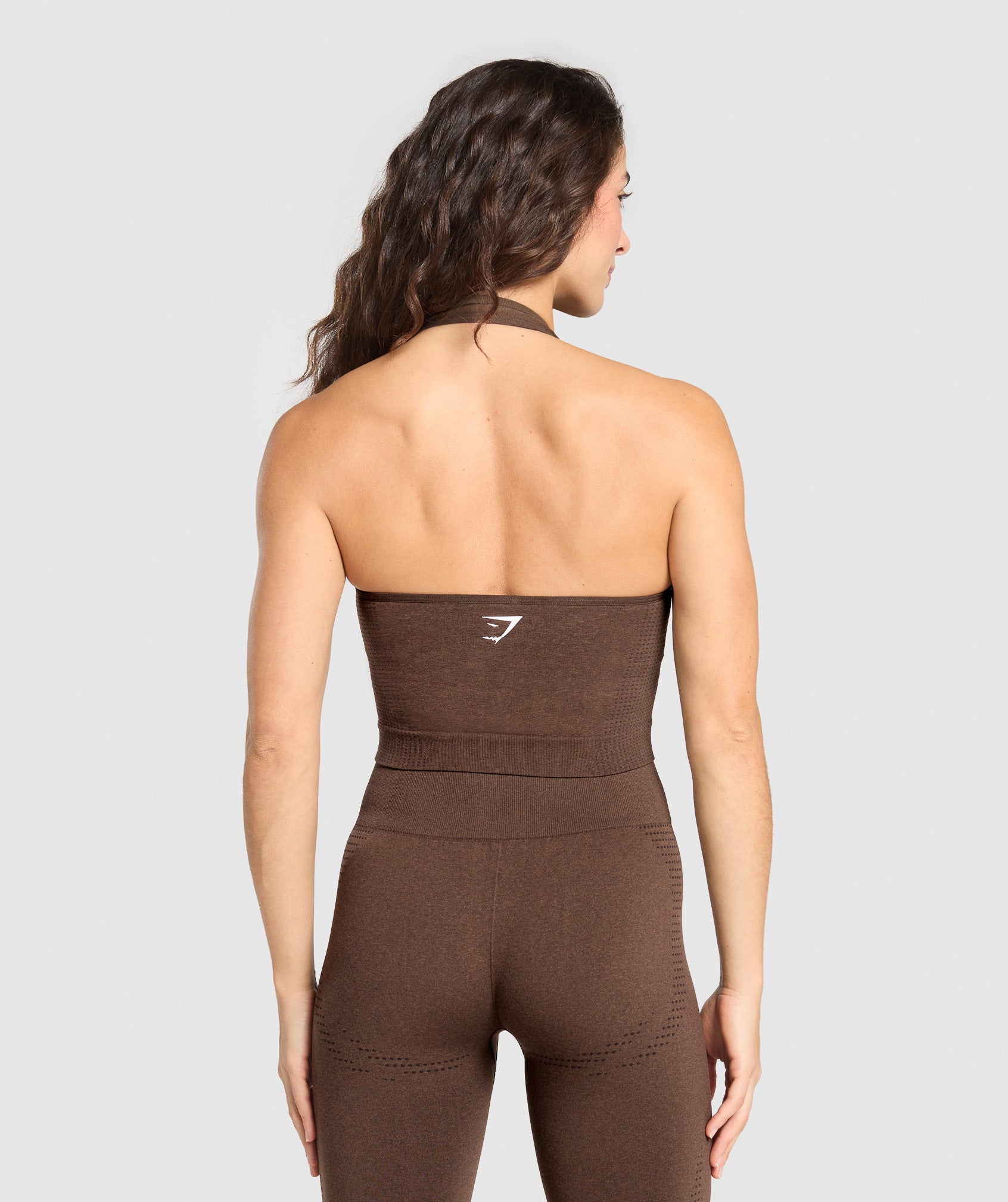 Vital Halter Neck Tank With Shelf Espresso Marl