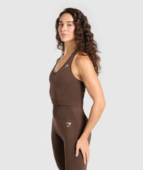 Vital Halter Neck Tank With Shelf Espresso Marl