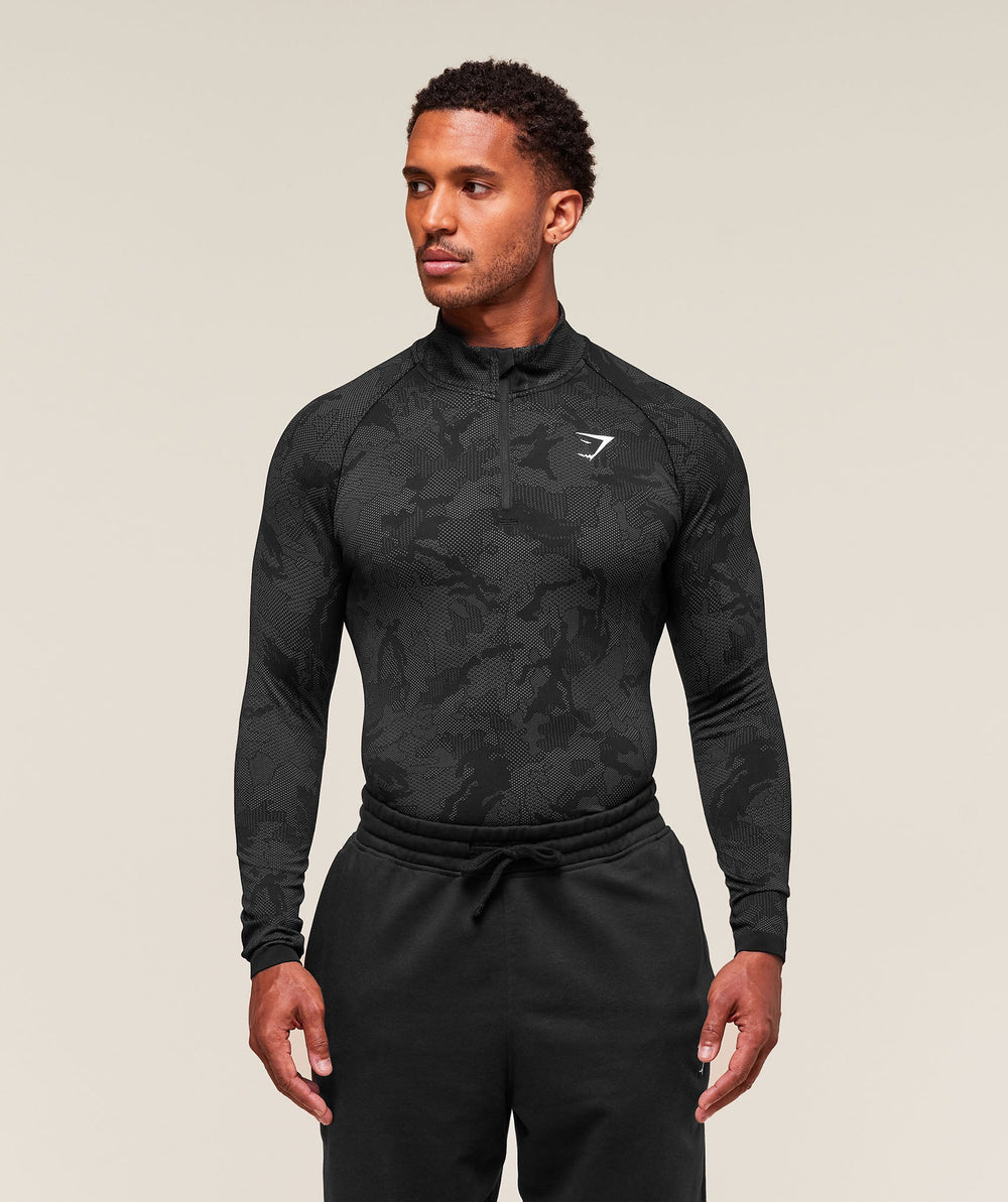 Geo Seamless 1/4 Zip Black/Charcoal Grey