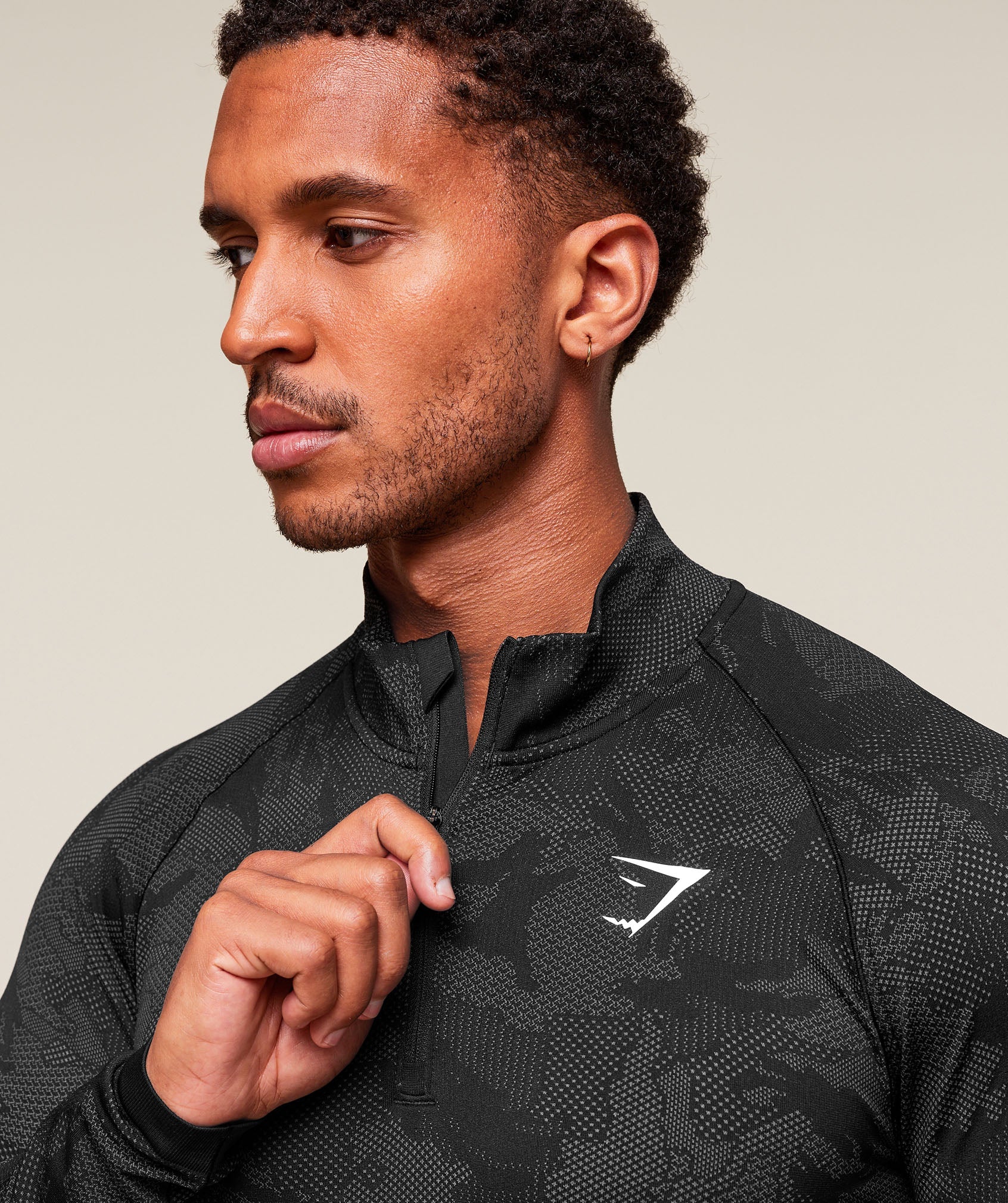 Geo Seamless 1/4 Zip Black/Charcoal Grey