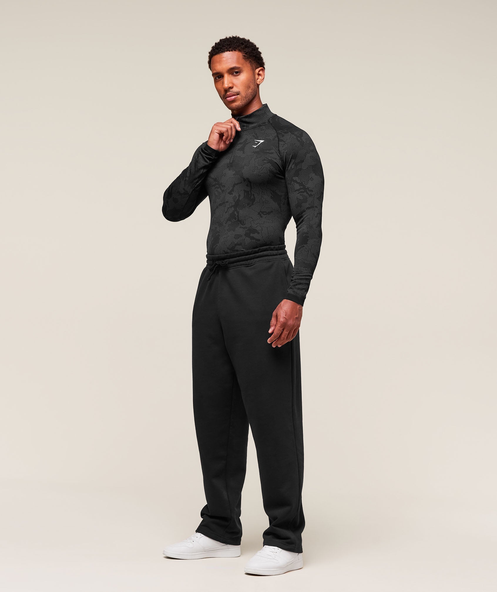 Geo Seamless 1/4 Zip Black/Charcoal Grey