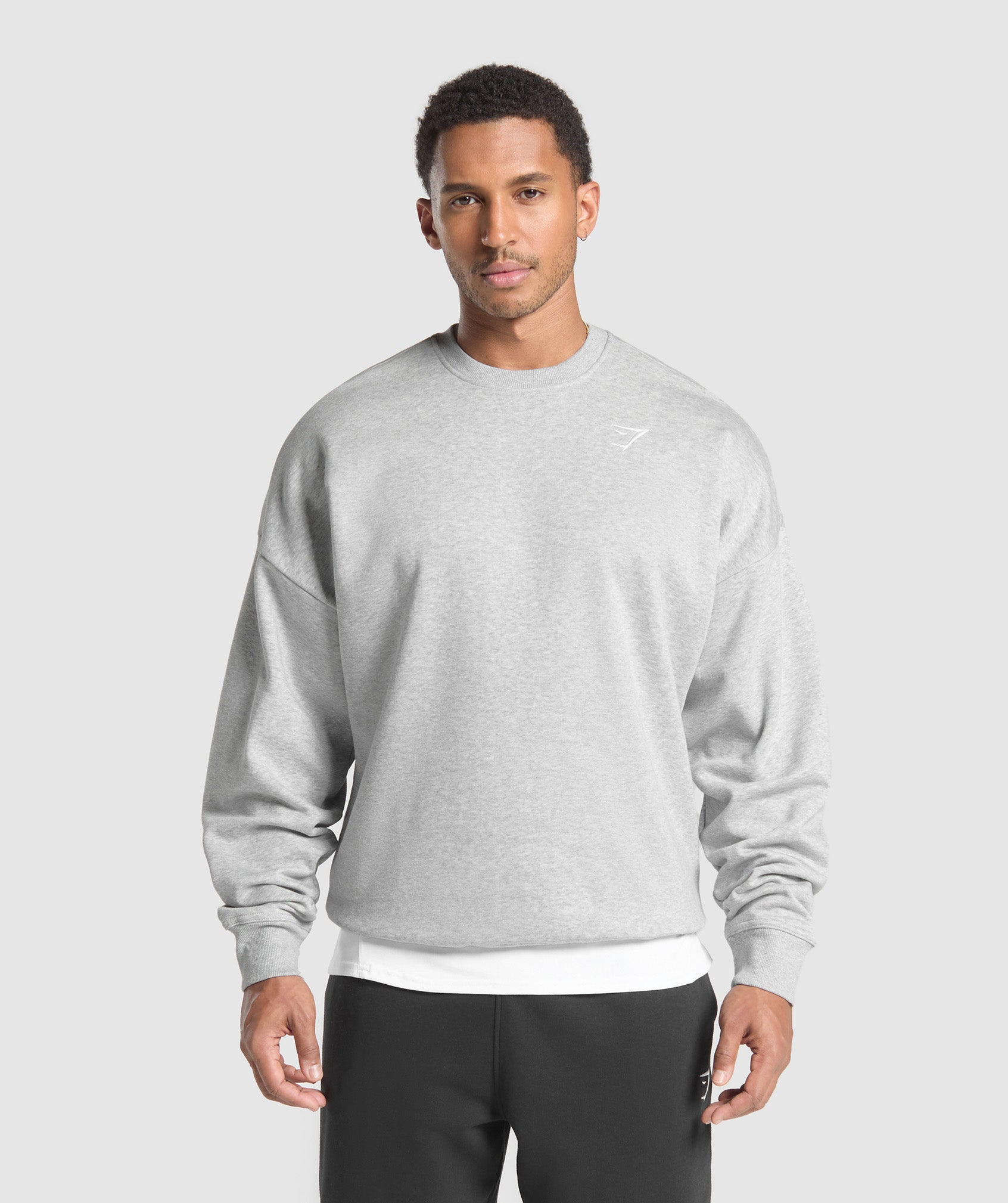 Oversized Crest Crew Light Grey Core Marl