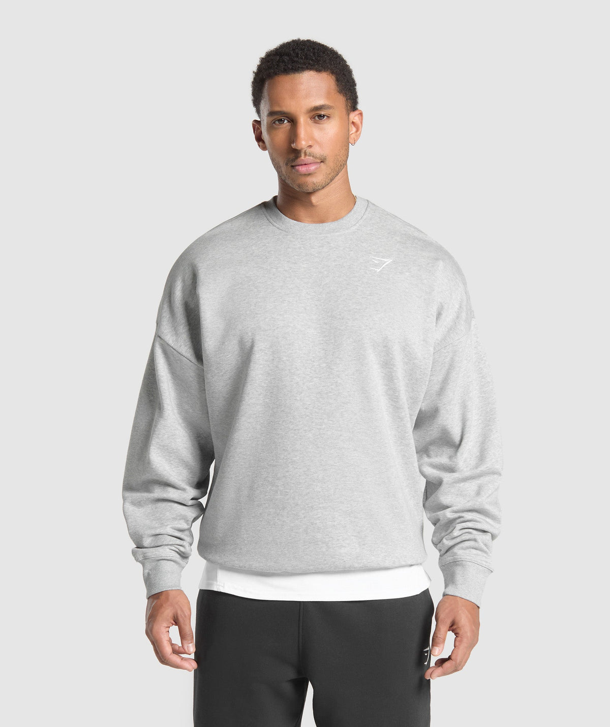Oversized Crest Crew Light Grey Core Marl