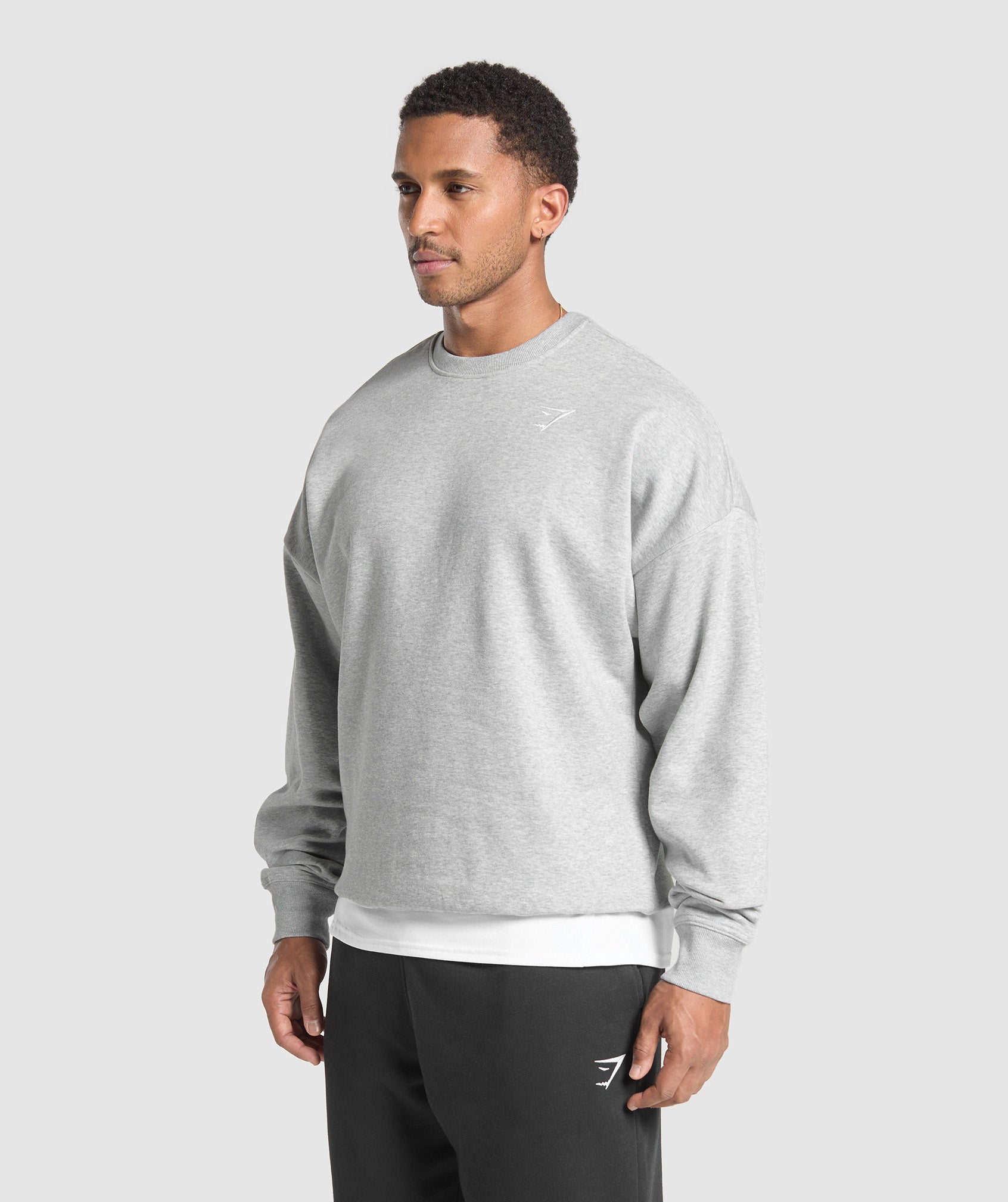 Oversized Crest Crew Light Grey Core Marl