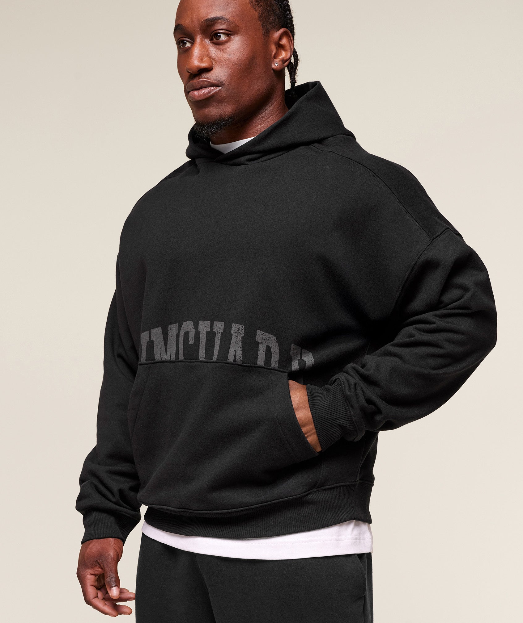 Pocket Graphic Hoodie Black