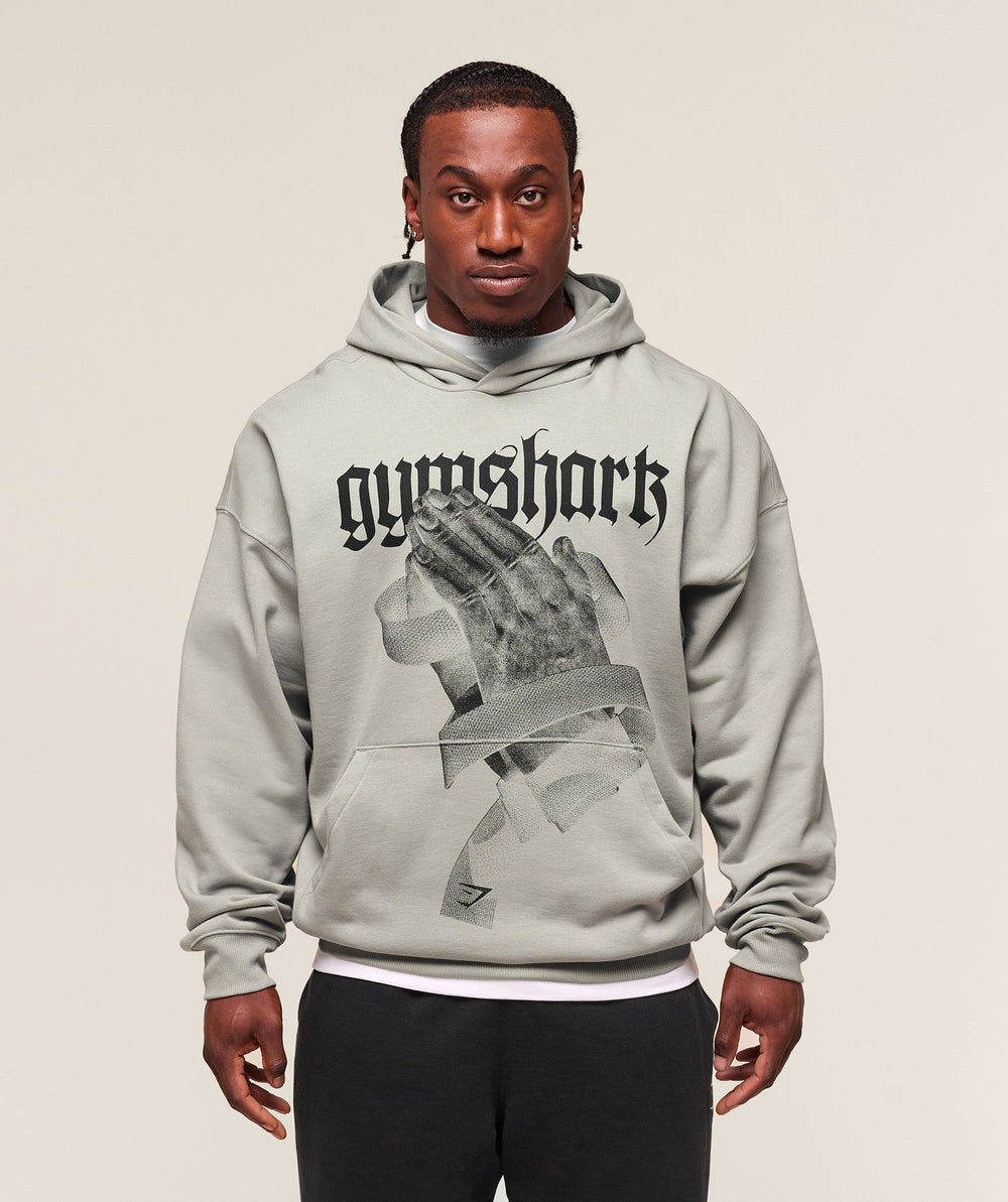 Prayer Hands Hoodie Stone Grey