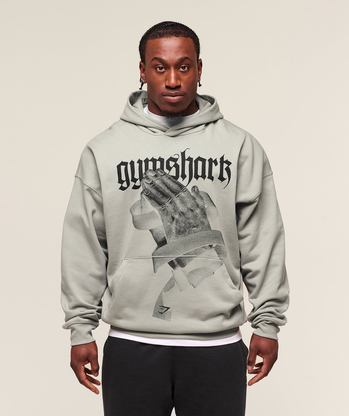 Prayer Hands Hoodie Stone Grey