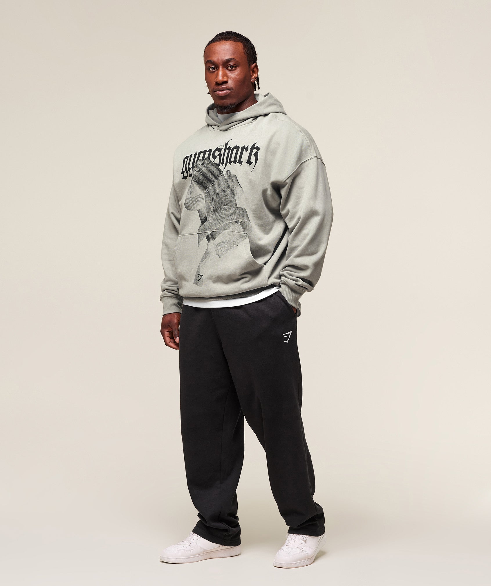 Prayer Hands Hoodie Stone Grey