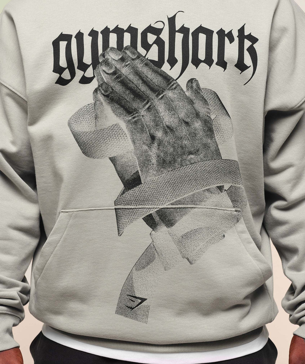 Prayer Hands Hoodie Stone Grey
