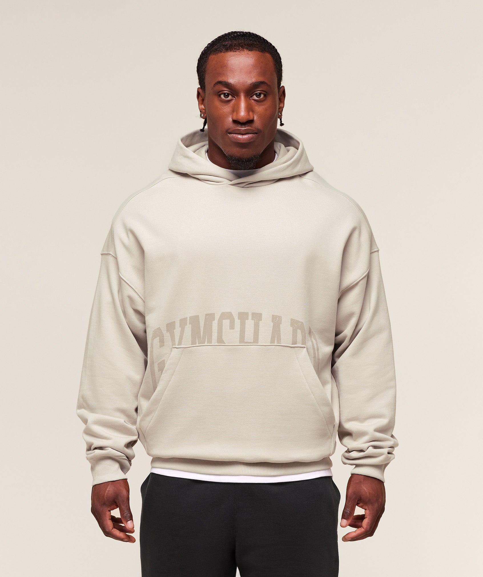 Pocket Graphic Hoodie Pebble Grey