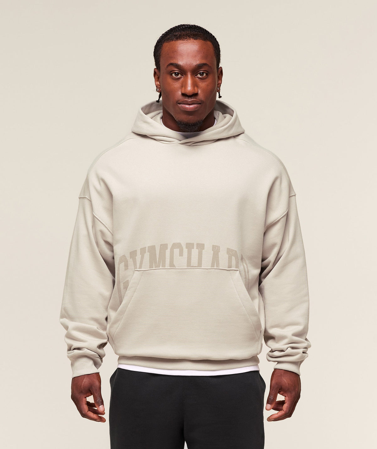 Pocket Graphic Hoodie Pebble Grey