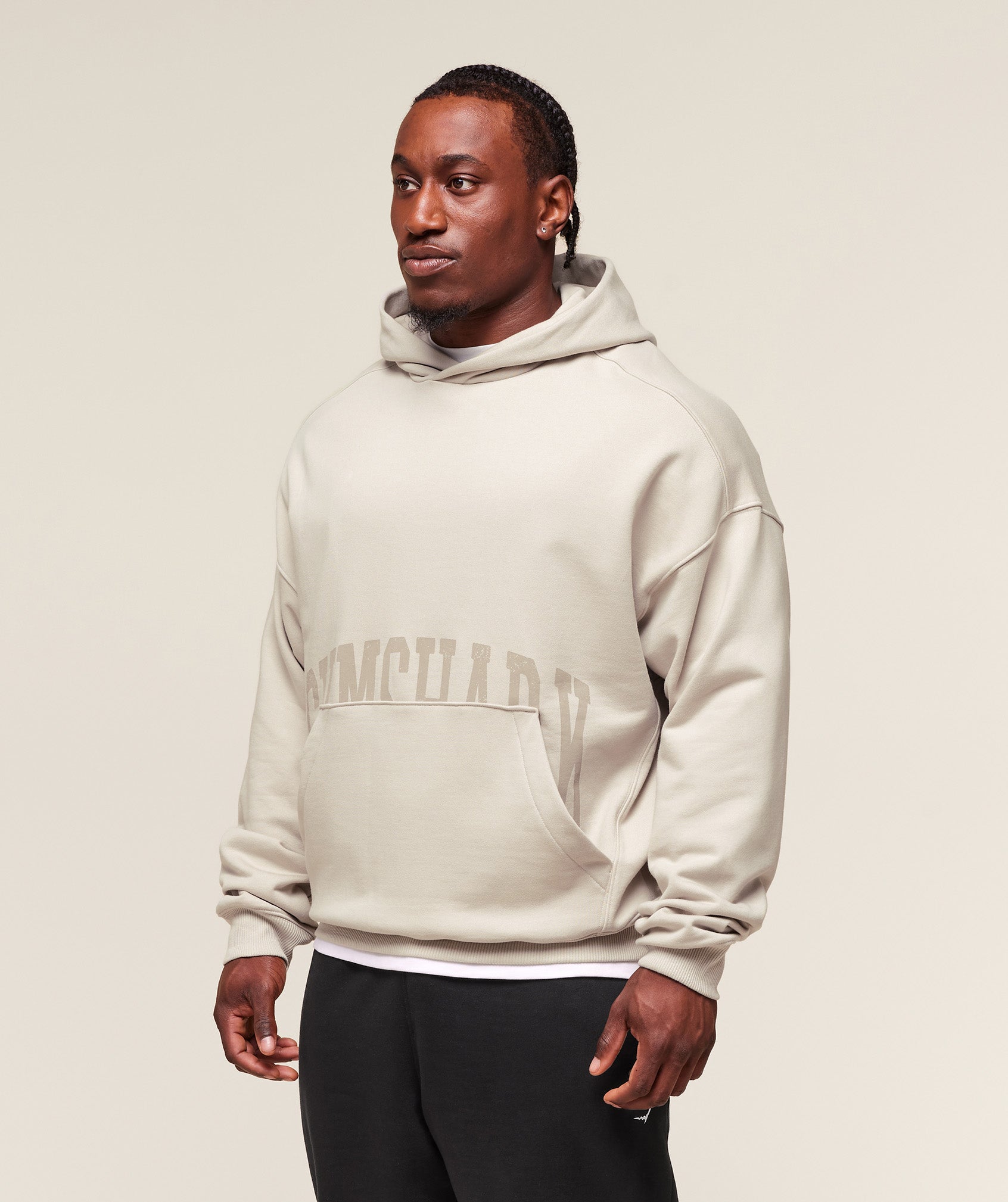 Pocket Graphic Hoodie Pebble Grey