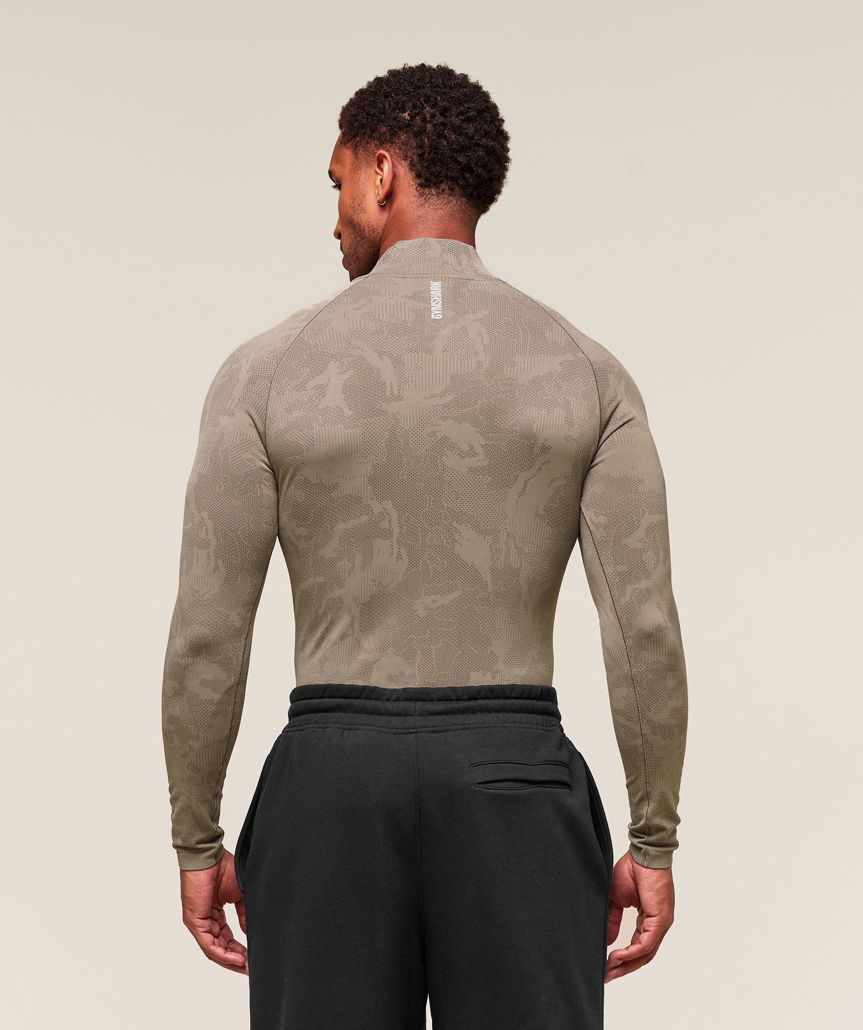 Geo Seamless 1/4 Zip Linen Brown/Camo Brown
