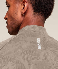 Geo Seamless 1/4 Zip Linen Brown/Camo Brown