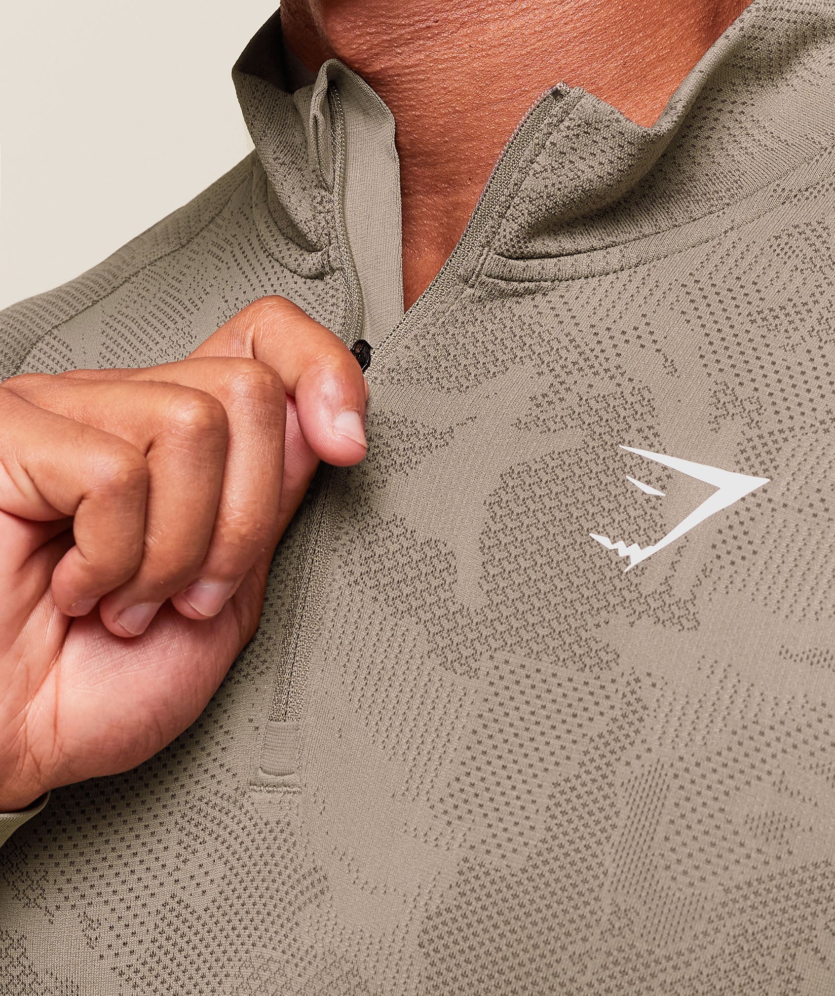 Geo Seamless 1/4 Zip Linen Brown/Camo Brown