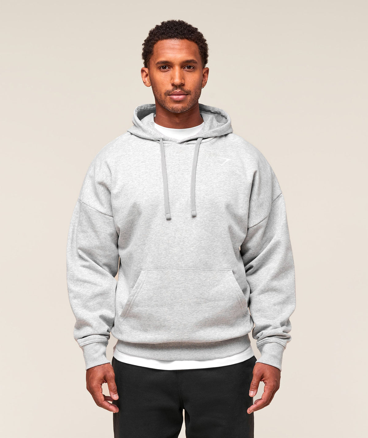 Crest Oversized Hoodie Light Grey Marl