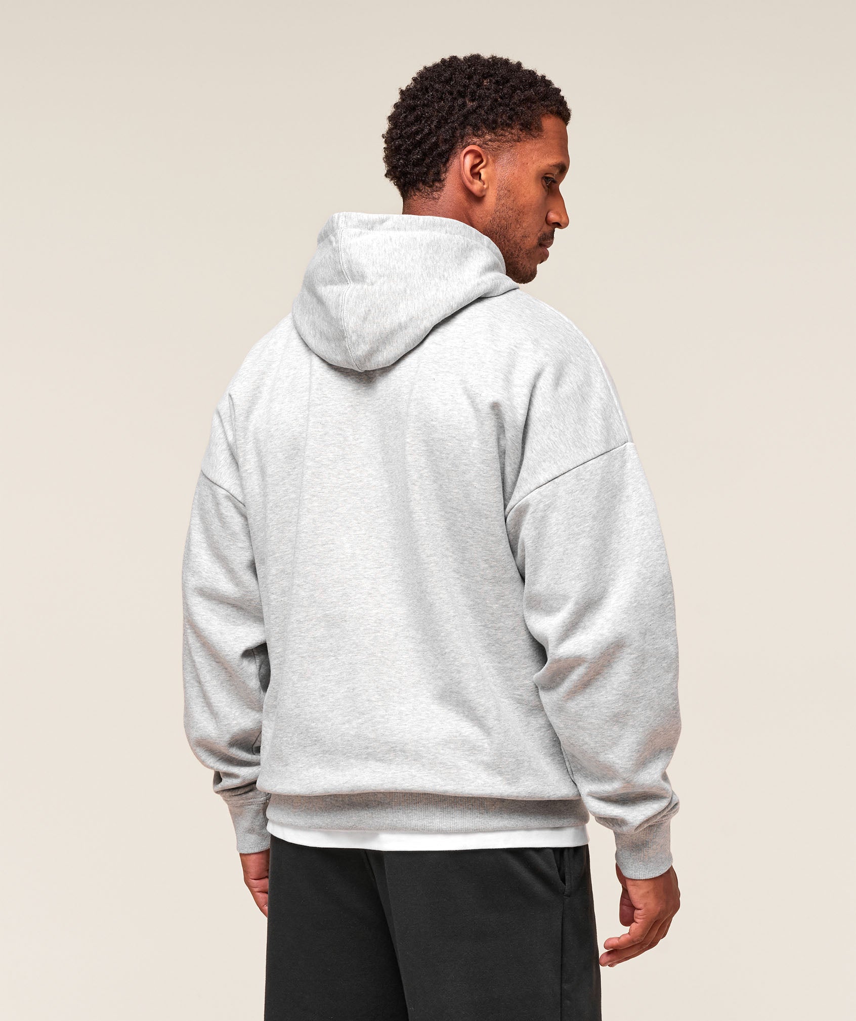 Crest Oversized Hoodie Light Grey Marl