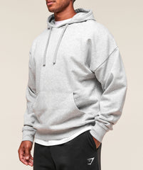 Crest Oversized Hoodie Light Grey Marl