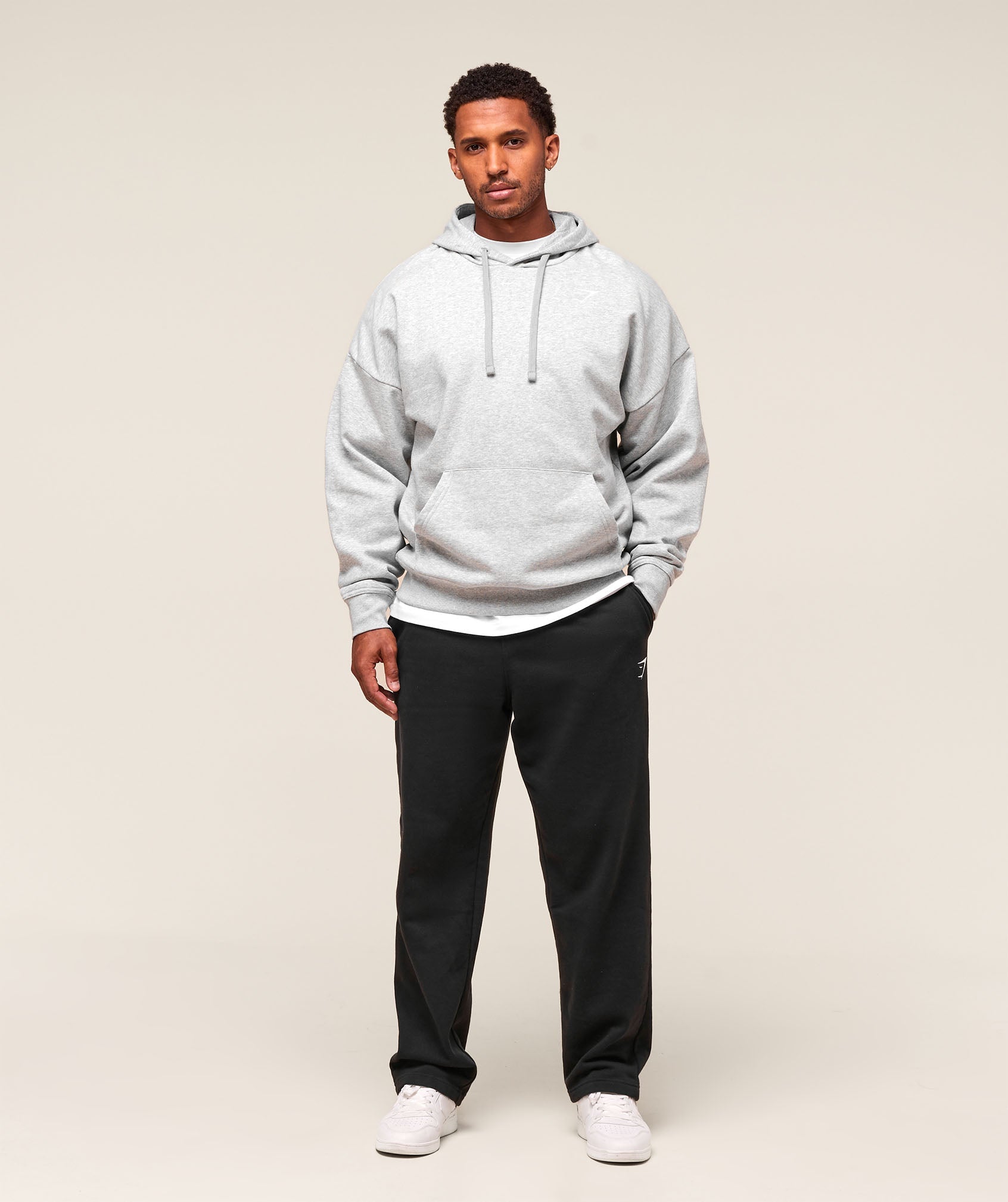 Crest Oversized Hoodie Light Grey Marl