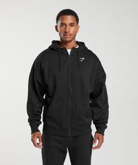 Crest Oversized Zip Up Hoodie Black