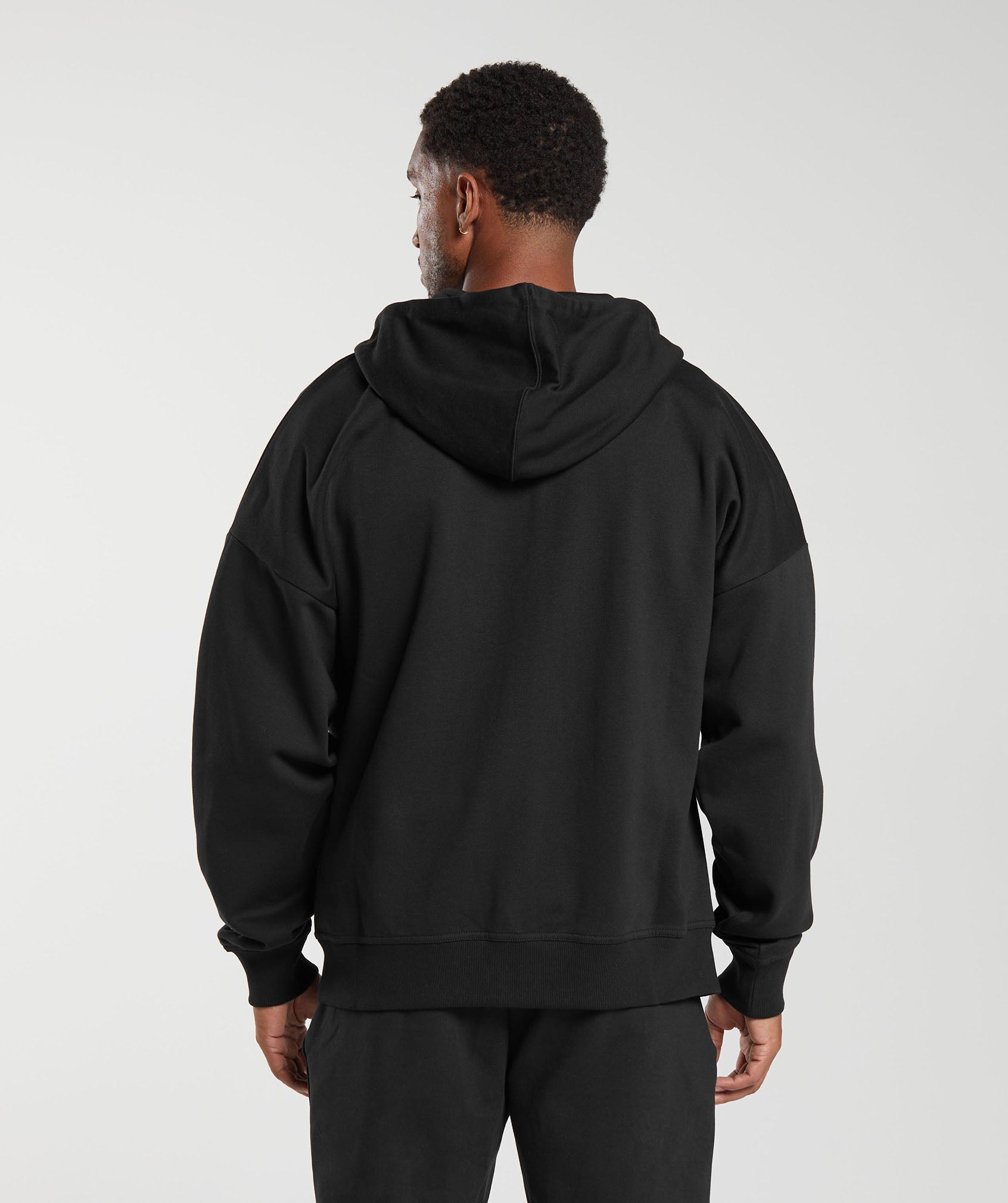 Crest Oversized Zip Up Hoodie Black