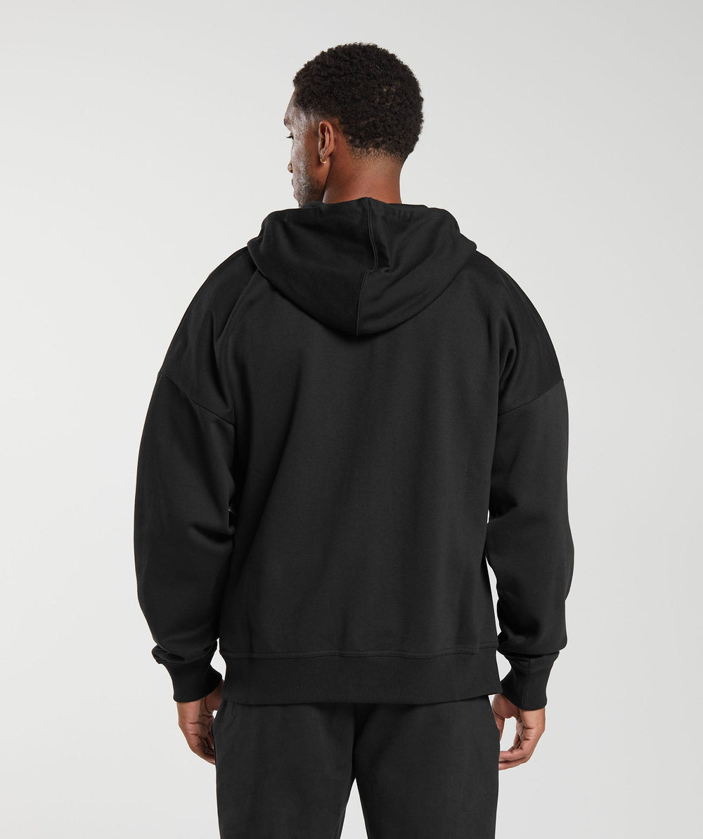 Crest Oversized Zip Up Hoodie Black
