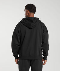 Crest Oversized Zip Up Hoodie Black