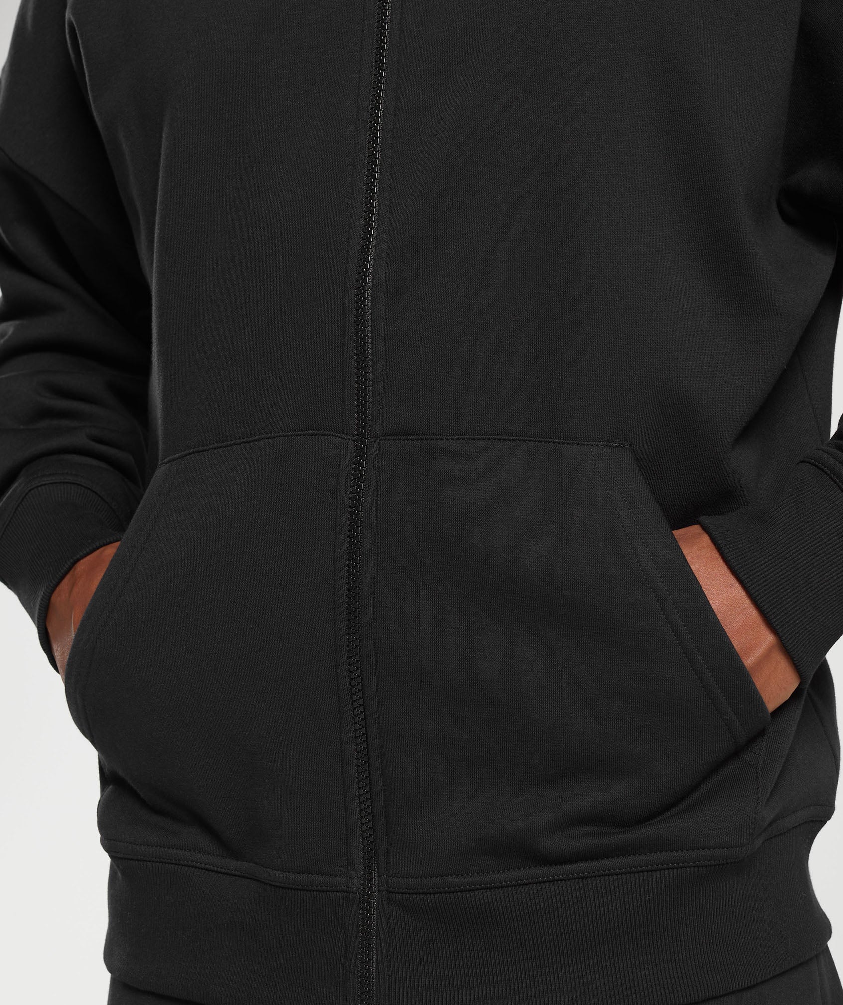 Crest Oversized Zip Up Hoodie Black