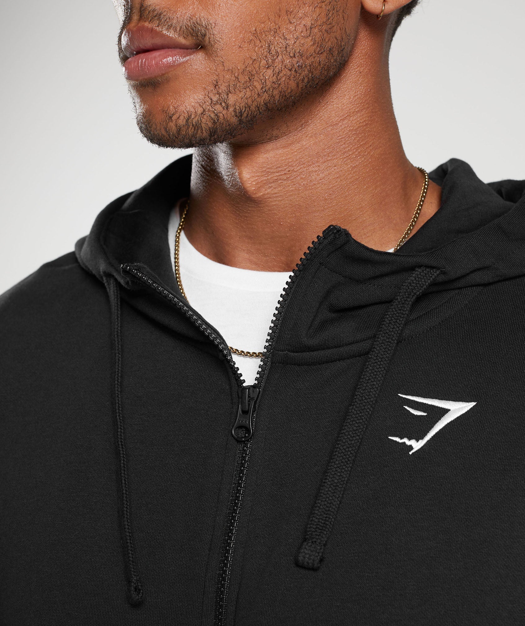 Crest Oversized Zip Up Hoodie Black